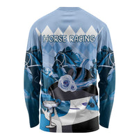 Kentucky Horse Racing Long Sleeve Shirt Derby Mint Julep Girl - Blue Pastel LT14