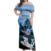 Kentucky Horse Racing Off Shoulder Maxi Dress Derby Mint Julep Girl - Blue Pastel LT14