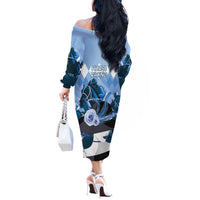 Kentucky Horse Racing Off The Shoulder Long Sleeve Dress Derby Mint Julep Girl - Blue Pastel LT14