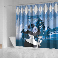 Kentucky Horse Racing Shower Curtain Derby Mint Julep Girl - Blue Pastel LT14