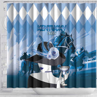 Kentucky Horse Racing Shower Curtain Derby Mint Julep Girl - Blue Pastel LT14