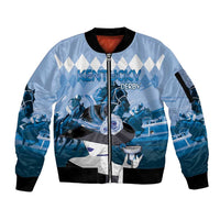 Kentucky Horse Racing Sleeve Zip Bomber Jacket Derby Mint Julep Girl - Blue Pastel LT14