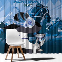 Kentucky Horse Racing Window Curtain Derby Mint Julep Girl - Blue Pastel LT14