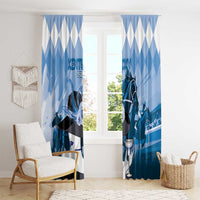 Kentucky Horse Racing Window Curtain Derby Mint Julep Girl - Blue Pastel LT14