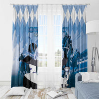 Kentucky Horse Racing Window Curtain Derby Mint Julep Girl - Blue Pastel LT14