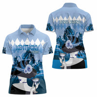 Kentucky Horse Racing Women Polo Shirt Derby Mint Julep Girl - Blue Pastel LT14
