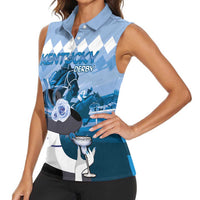 Kentucky Horse Racing Women Sleeveless Polo Shirt Derby Mint Julep Girl - Blue Pastel LT14