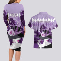 Kentucky Horse Racing Couples Matching Long Sleeve Bodycon Dress and Hawaiian Shirt Derby Mint Julep Girl - Purple Pastel LT14