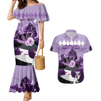 Kentucky Horse Racing Couples Matching Mermaid Dress and Hawaiian Shirt Derby Mint Julep Girl - Purple Pastel LT14