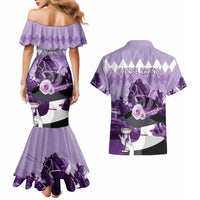 Kentucky Horse Racing Couples Matching Mermaid Dress and Hawaiian Shirt Derby Mint Julep Girl - Purple Pastel LT14