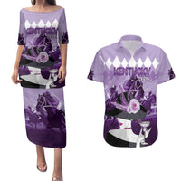 Kentucky Horse Racing Couples Matching Puletasi and Hawaiian Shirt Derby Mint Julep Girl - Purple Pastel LT14