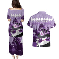 Kentucky Horse Racing Couples Matching Puletasi and Hawaiian Shirt Derby Mint Julep Girl - Purple Pastel LT14