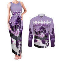 Kentucky Horse Racing Couples Matching Tank Maxi Dress and Long Sleeve Button Shirt Derby Mint Julep Girl - Purple Pastel LT14