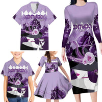 Kentucky Horse Racing Family Matching Long Sleeve Bodycon Dress and Hawaiian Shirt Derby Mint Julep Girl - Purple Pastel LT14