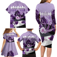 Kentucky Horse Racing Family Matching Long Sleeve Bodycon Dress and Hawaiian Shirt Derby Mint Julep Girl - Purple Pastel LT14