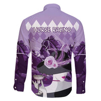 Kentucky Horse Racing Family Matching Off Shoulder Short Dress and Hawaiian Shirt Derby Mint Julep Girl - Purple Pastel LT14