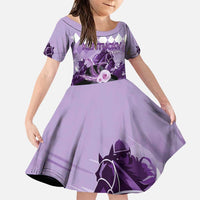 Kentucky Horse Racing Family Matching Puletasi and Hawaiian Shirt Derby Mint Julep Girl - Purple Pastel LT14