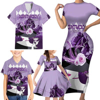 Kentucky Horse Racing Family Matching Short Sleeve Bodycon Dress and Hawaiian Shirt Derby Mint Julep Girl - Purple Pastel LT14