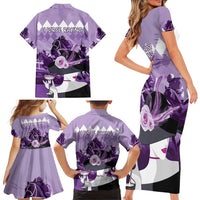 Kentucky Horse Racing Family Matching Short Sleeve Bodycon Dress and Hawaiian Shirt Derby Mint Julep Girl - Purple Pastel LT14