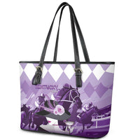 Kentucky Horse Racing Leather Tote Bag Derby Mint Julep Girl - Purple Pastel LT14