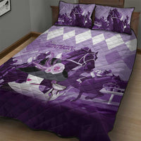 Kentucky Horse Racing Quilt Bed Set Derby Mint Julep Girl - Purple Pastel LT14