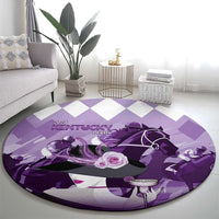 Kentucky Horse Racing Round Carpet Derby Mint Julep Girl - Purple Pastel LT14