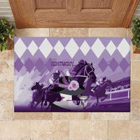 Kentucky Horse Racing Rubber Doormat Derby Mint Julep Girl - Purple Pastel LT14