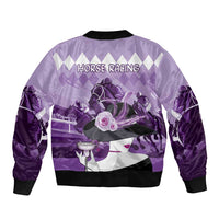 Kentucky Horse Racing Sleeve Zip Bomber Jacket Derby Mint Julep Girl - Purple Pastel LT14