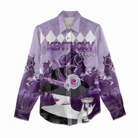 Kentucky Horse Racing Women Casual Shirt Derby Mint Julep Girl - Purple Pastel LT14