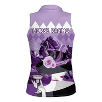 Kentucky Horse Racing Women Sleeveless Polo Shirt Derby Mint Julep Girl - Purple Pastel LT14