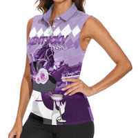 Kentucky Horse Racing Women Sleeveless Polo Shirt Derby Mint Julep Girl - Purple Pastel LT14