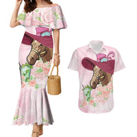 Kentucky Horse Racing Couples Matching Mermaid Dress and Hawaiian Shirt Derby Mint Julep With Roses - Wonder Print Shop