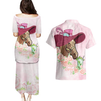 Kentucky Horse Racing Couples Matching Puletasi and Hawaiian Shirt Derby Mint Julep With Roses - Wonder Print Shop