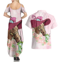 Kentucky Horse Racing Couples Matching Summer Maxi Dress and Hawaiian Shirt Derby Mint Julep With Roses - Wonder Print Shop