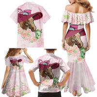 Kentucky Horse Racing Family Matching Mermaid Dress and Hawaiian Shirt Derby Mint Julep With Roses - Wonder Print Shop
