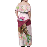 Kentucky Horse Racing Family Matching Off Shoulder Maxi Dress and Hawaiian Shirt Derby Mint Julep With Roses - Wonder Print Shop