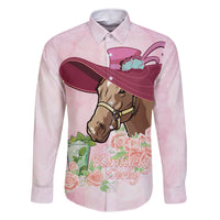 Kentucky Horse Racing Family Matching Off Shoulder Short Dress and Hawaiian Shirt Derby Mint Julep With Roses - Wonder Print Shop