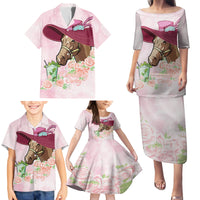 Kentucky Horse Racing Family Matching Puletasi and Hawaiian Shirt Derby Mint Julep With Roses - Wonder Print Shop