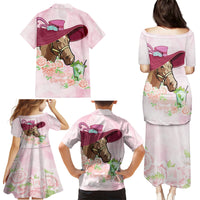 Kentucky Horse Racing Family Matching Puletasi and Hawaiian Shirt Derby Mint Julep With Roses - Wonder Print Shop