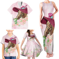 Kentucky Horse Racing Family Matching Tank Maxi Dress and Hawaiian Shirt Derby Mint Julep With Roses - Wonder Print Shop