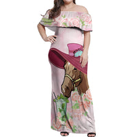 Kentucky Horse Racing Off Shoulder Maxi Dress Derby Mint Julep With Roses - Wonder Print Shop