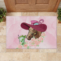 Kentucky Horse Racing Rubber Doormat Derby Mint Julep With Roses - Wonder Print Shop