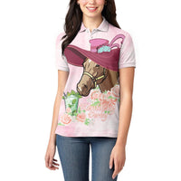 Kentucky Horse Racing Women Polo Shirt Derby Mint Julep With Roses - Wonder Print Shop