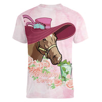 Kentucky Horse Racing Women V-Neck T-Shirt Derby Mint Julep With Roses - Wonder Print Shop