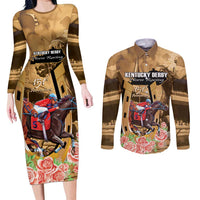 Kentucky Horse Racing Couples Matching Long Sleeve Bodycon Dress and Long Sleeve Button Shirt 151st Anniversary Race For The Roses LT14