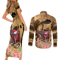 Kentucky Horse Racing Couples Matching Short Sleeve Bodycon Dress and Long Sleeve Button Shirt 151st Anniversary Race For The Roses LT14