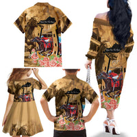 Kentucky Horse Racing Family Matching Off The Shoulder Long Sleeve Dress and Hawaiian Shirt 151st Anniversary Race For The Roses LT14