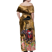 Kentucky Horse Racing Family Matching Off Shoulder Maxi Dress and Hawaiian Shirt 151st Anniversary Race For The Roses LT14