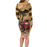 Kentucky Horse Racing Long Sleeve Bodycon Dress 151st Anniversary Race For The Roses LT14