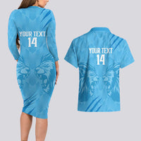 Custom Saint Lucia Cricket Couples Matching Long Sleeve Bodycon Dress and Hawaiian Shirt Go Champions Beinspired